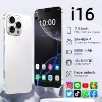 ราคา โทรศัพท์ i16 5G 7.5นิ้ว รองรับ2ซิม Smartphone4G/5G โทรศัพท์สมา แรม16GB รอม512GB โทรศัพท์ถูกๆ Android12.0 มือถือ Mobilephone มือถือราคาถูกๆ โทรศัพท์สำห รับเล่นเกม โทรสับราคาถูก 5G โทรศัพท์มือถือ (17320