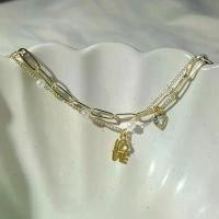 ราคา Love bracelet double chains - สร้อยข้อมือจี้ Love และหัวใจคริสตัล แนะนำ (1732205924529375177)