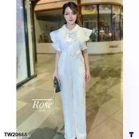 ราคา Garden Clothes ชุดจั๊มสูท จั๊มขายาว คอปกแขนระบาย ปลายแขนแต่งพู่ .. สีขาว (1732218774854863551)