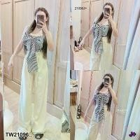 ราคา Garden Clothes ชุดเซ็ท SET 2 ชิ้น เสื้อเกาะอกโบว์ใหญ่ + กางเกงขายาว .. สีดำ (1732218765214583487)