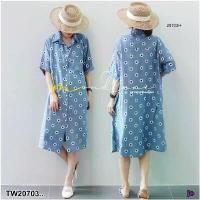 ราคา Garden Clothes ชุดเดรส เดรสคอโปโลแขนสั้น ลายดอกไม้ .. สีฟ้า (1732218735966784191)