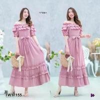 ราคา Garden Clothes ชุดเดรส แม็กซี่เดรสยาวสีพื้นเปิดไหล่ ผูกเอว สีชมพู (1732225610014755519)