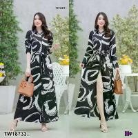 ราคา Garden Clothes ชุดเดรส เดรสปกเชิ้ตลายกราฟฟิกเกร๋ๆ ปกเชิ้ตแขนยาว .. สีดำ (1732225616448359103)