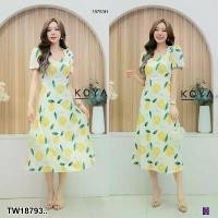 ราคา Garden Clothes ชุดเดรส เดรสคอหยักลายเลม่อนสดใส .. สีครีม (1732225613064145599)