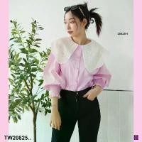 ราคา Garden Clothes เสื้อเชิ้ต & เบลาส์ เสื้อเชิ้ตปกลูกไม้คอบัวใหญ่ แขนสม็อก .. สีชมพูอ่อน (1732218706553637567)