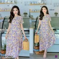 ราคา Garden Clothes ชุดเดรส แม็กซี่เดรสชายระบายเฉียง ลายดอก สีม่วง (1732218712496245439)