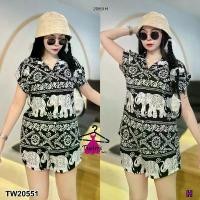 ราคา Garden Clothes ชุดเซ็ท SET 2 ชิ้น เสื้อเชิ้ตแขนเบิ้ลลายช้าง + กางเกงขาสั้นลายช้าง เสื้อสงกรานต์ กางเกงช้าง สีดำ (1732218759758711487)