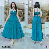 ราคา Garden Clothes ชุดเดรส แม็กซีเดรส สายเดี่ยว กระโปรงแต่งระบาย 3 ชั้น .. สีเขียวทะเล (1732225597035481791)