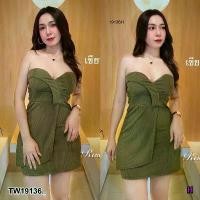 ราคา Garden Clothes ชุดเดรส เดรส MINIDRESS เกาะอก ผ้ายืด ทอปทวิล .. สีเขียวขี้ม้า (1732225613235915455)