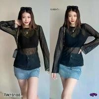 ราคา Garden Clothes เสื้อเชิ้ต & เบลาส์ เสื้อซีทรูแขนยาว ลายทาง .. สีดำ (1732225590025489087)