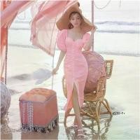 ราคา Garden Clothes ชุดเดรส เดรสคอเหลี่ยมแขนตุ๊กตาจีบหน้า สีชมพู (1732225638590286527)