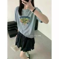 ราคา American casual new summer style T-shirt for women with dwarf letter print, simple, versatile, loose, slim-fitting short-sleeved top. (1732203433643902413)