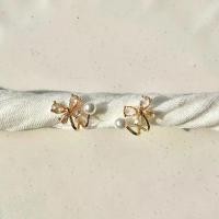 ราคา ต่างหู Btips ต่างหูคริสตัลโกลด์ ดีไซน์ผีเสื้อคริสตัลสีโรสโกลด์ ประดับมุก (1732210583417423340)