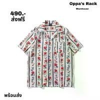 ราคา เสื้อเชิ้ตแขนสั้นลายทางพิมพ์ดอกแดง COD เสื้อฮาวาย ผู้ชาย (1732210774152087450)