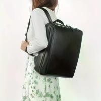 ราคา กระเป๋าเป้สะพายหลังหนังแท้สำหรับผู้หญิง, แฟชั่น, สีดำ, ซิปสองชั้น, ตัวแบ่ง, เหมาะสำหรับแล็ปท็อป 33.02 ซม., สายสะพายไหล่ปรับระดับได้, การออกแบบญี่ปุ่น, กระเป๋าเป้สะพายหลังการเดินท (1732215558603376421)