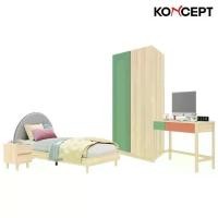 ราคา Koncept Furniture ชุดห้องนอน ขนาด 3.5 ฟุต-เบาะครีม รุ่น Bingsoo & ตู้เสื้อผ้า 90 ซม. พร้อมตู้ข้างเตียง สีเขียว (1729691317733853434)