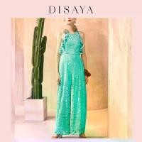 ราคา [DISAYA] - METALLIC LACE WITH TRIMMED PEARL RUFFLED JUMPSUIT - จั๊มสูทขายาวดีเทลแขนระบาย (1731888923255277433)