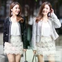 ราคา 【SALE】เสื้อคลุมผ้าTweed ดีไซน์เดินขอบมุก Pearl tweed Jacket (1731746562726331423)