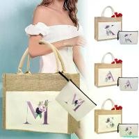 ราคา revbnrtyace Valentine's Day Gifts for Your Loved One ในสต็อก ชุดถุงช้อปปิ้งกับถุงเครื่องสำอาง Tote Bag Set Purple Series (1731839442609605170)