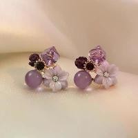 ราคา Fashion Purple Flower Stud Earring for Women Girls Elegant Crystal Flower Zircon Stud Earring Jewelry Gift (1730622279598967249)