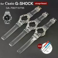 ราคา สายนาฬิกาผู้ชาย, เข้ากันได้กับ Casio ga700 ga735, สำหรับ G Shock, เคสใสน้ำแข็งเหนียว, สร้อยข้อมือยาง (1730209194066282722)