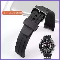 ราคา สายนาฬิกายาง เหมาะสำหรับ CASIO EDIFICE Series EF-550d/PB EF-523 สร้อยข้อมือซิลิโคนสีดำ สายนาฬิกาผู้ชาย 22mm (1731324573922920170)