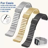 ราคา สายโลหะบางเฉียบ, สำหรับ Casio F-91W/A158/A159/A168/A169/b650/aq230/ae500w 18mm 20mm, สีเงิน, ทองและสีดำ, สายนาฬิกาสแตนเลสสากล, การออกแบบสายรัด (1730998413711411639)