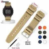 ราคา สายนาฬิกาซิลิโคน, Zhangeer, ขนาด 18 มม., เข้ากันได้กับ Casio W218H/AE-1200/1100/SGW-300/400/MRW-200, สายรัดทำจากยางเรซิน, สร้อยข้อมือดำน้ำกีฬา, 0422 (1731233005957777203)