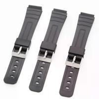 ราคา เข้ากันได้กับนาฬิกาอิเล็กทรอนิกส์ Casio F84 F91 F91w F94 105 ยางสีดำ สาย Pu ปากยก 18mm (1729903480737008624)
