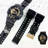 ราคา สายซิลิโคนสำหรับ Casio G-Shock GA-100/110/140/200/400/700/800 สำหรับผู้ชาย สีดำ หัวเข็มขัดทอง สายนาฬิกา 16mm (1731382297942460510)