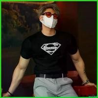 ราคา inscrishop ความคงทน Superman Men's T-Shirt Bodybuilding Fitness Cotton T-Shirt Black Quick-Drying Short Sleeve T-Shirt Gym Men's Muscle Compression Shirt Clothing ผู้ชาย (1730798380867094575)