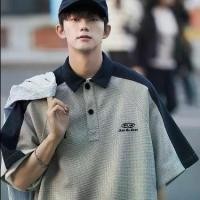ราคา เสื้อโปโลวาฟเฟิลลำลองฤดูร้อนสำหรับผู้ชาย, การออกแบบเฉพาะ, บล็อคสี, หลวม, แบรนด์อินเทรนด์, [COD] uniqlo jackets option วัยรุ่น uniqlo jackets (1731980242297456213)