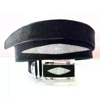 ราคา Discount เข็มขัดหนังปลากระเบนแท้สำหรับผู้ชาย สีดำเงา ขนาด 33-45 ใหม่ (1731530709557281871)