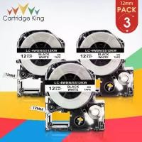 ราคา Discount 3PK เทปฉลากสีดำบนพื้นขาว SS12KW LK-4WBN 1/2" 12 มม. สำหรับเครื่องพิมพ์ Epson King Jim เทปที่ใช้ได้กับเครื่องพิมพ์ Epson LW-300 LW-400 (1732308935423068773)