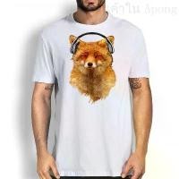 ราคา Musical Fox graphic tee Animal Print tshirt fox Headphones Shirt men ขายดีประจำเดือนนี้ (1731736384487130353)