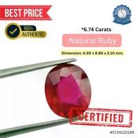 ราคา Natural Ruby ทับทิมธรรมชาติ (Oval, Mixed, 6.74 Cts.) พร้อมใบเซอร์ Verbal (1731751772897051986)