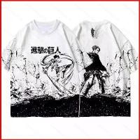 ราคา เสื้อยืดอนิเมะ GC1 Attack on Titan เสื้อแขนสั้น ลำลองและหลวม เสื้อยืด unisex เสื้อ Levi มีไซส์ใหญ่ CG1 (1732010531937682683)