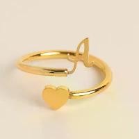 ราคา แหวนสแตนเลส ไม่ซีดจาง ตัวอักษรเริ่มต้น หัวใจ แหวน Valentine แฟชั่นสตรี เครื่องประดับสีทองและสีเงิน ปรับได้ [Y&X] แหวน โมรา แท้ (1731405114842712026)
