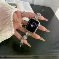 ราคา สายนาฬิกา Apple, เหมาะสำหรับ Apple Watch 9 8 SE, สไตล์ Chanel, ดีไซน์ดอกไม้แปรง, เข้ากันได้กับ Huawei GT4/3 Pro, พร้อมสายรัด (1731990722523071750)