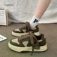 ราคา Board Sneakers New Muffin Thick Bottom Khaki Black White Color Matching Fashion Women's Casual Sports Shoes Lingubjkn-Cb (1731942966907864824)
