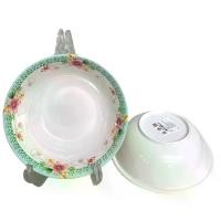 ราคา ชามเมลามีน 6ใบ ชามเมลามีนแบบหนา ชาม 8 นิ้ว 6ใบ ลายดอกไม้สีเขียวน่ารัก ชาม bowl (1732312856513186206)