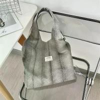 ราคา กระเป๋าผ้าแคนวาสผ้าเดนิมสีเทา มัดย้อมทันสมัย กระเป๋าสะพายไหล่เดียว เหมาะสำหรับนักเรียน กระเป๋า ช้อปปิ้งขนาดใหญ่ bag หนัง กระเป๋า สะพายข้าง กระเป๋าถือ สะพายไหล่ มีซิป tote shoulde (1732162919419446954)