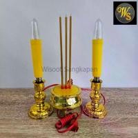 ราคา ชุด กระถางธูป-เทียนไฟฟ้า ธูป ไฟฟ้า 3 ดอก เทียนไฟฟ้า (หลอดเทียนยาว มี 2 สีให้เลือก) Incense Candles and Candle Holder (1731047726654523793)