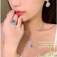 ราคา สร้อยคอดอกไม้พลอย, พลอยหยดน้ำสีม่วงท้องฟ้า, การออกแบบ Padparadscha, ชุบทอง 18K, ต่างหูเพทายสีม่วงองุ่นเกรปคาร์ตขนาดใหญ่ ต้น ตีนตุ๊กแก มาลัย เช่า 90000 perfect aphrodite cand (1732058828151030825)