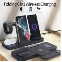 ราคา จัดส่งฟรี กทม พับ 6 In 1 Wireless Charger สําหรับ Samsung S22 S21 S20 S10 หมายเหตุ Galaxy นาฬิกา 5 4 Active Buds Fast Charging Dock Station (1731716711923811861)