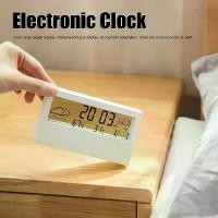 ราคา นาฬิกาตั้งโต๊ะ นาฬิกาปลุก ปลุกดิจิตอล เทอร์โมมิเตอร์ clock ตกแต่งบ้านสีขาว E19 (1731962241979746283)