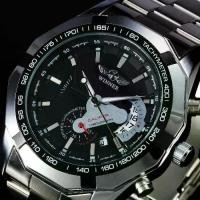 ราคา WINNER ผู้ชายนาฬิกาส่องสว่างอัตโนมัตินาฬิกาโครงกระดูกนาฬิกากลไกทหาร Luminous Clock Watch (1731708979780289776)