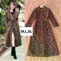 ราคา 【SALE】รับลมหนาว!!! M-XL Dress Coat เดรสโค้ทสีน้ำตาลลายเสือ+เข็มขัด งานป้าย bestpick (1731999010514699837)