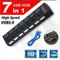 ราคา USB 3.0 HUB 7 Port with Power On/Off Switch Adapter Cable for PC Desktop Notebook Black (1729661514398861992)