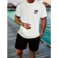 ราคา Men'S 100% Cotton Graphic T-Shirt - Casual Crew Neck Tee with Palm Tree Print, Short Sleeve, Lightweight & Breathable for Summer, Everyday Tshirt| Relaxed Fit Shirt| Glossy Fabri (1731743918097139598)